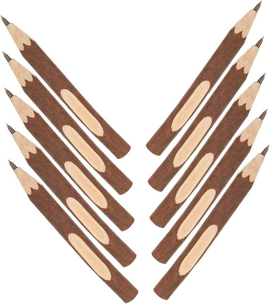 Abaodam Natural Wooden Ballpoint Pens Tree Bark Design 13cm Biodegradable Ballpoint Pens 10pcs Multi-function Writing Supplies for Office and Daily Use