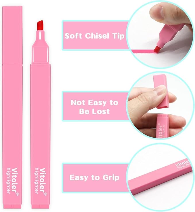 Bible Highlighters,Assorted Colors, Cute Paste Chisel Tip 8 pack | Aesthetic Cute Highlighters For Bible & Journaling, Back To School Supplies