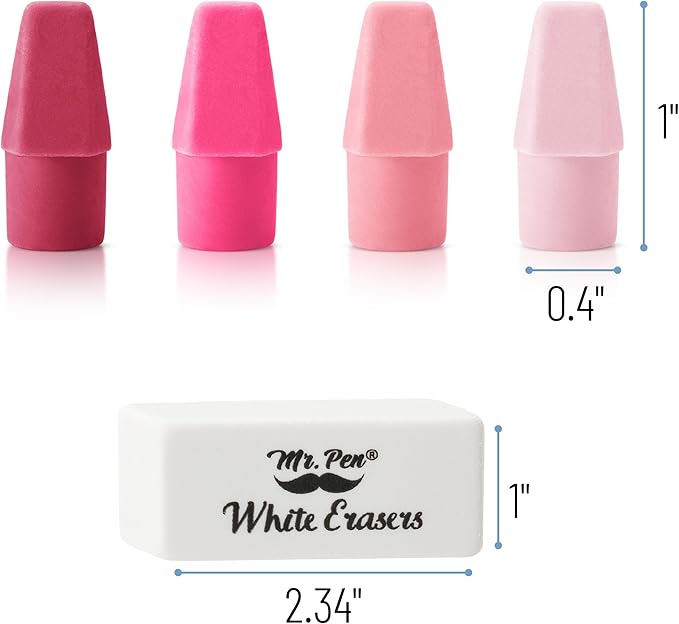 Mr. Pen- School Eraser Combination Set, 66 Pack, Pink Shades, Latex Free Erasers for School, Office, Art Sketching, Homework, Exams, Clean Smudge-Free Correction