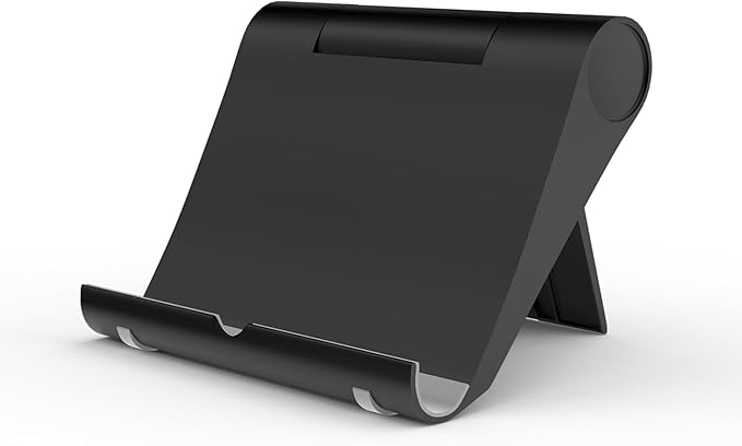 Cell Phone Stand for Desk, Foldable and Adjustable Multi-Angle Holder Dock, Universal Compatibility for Most Phone and Tablet, Portable and Sturdy Design for Office and Home (Black)