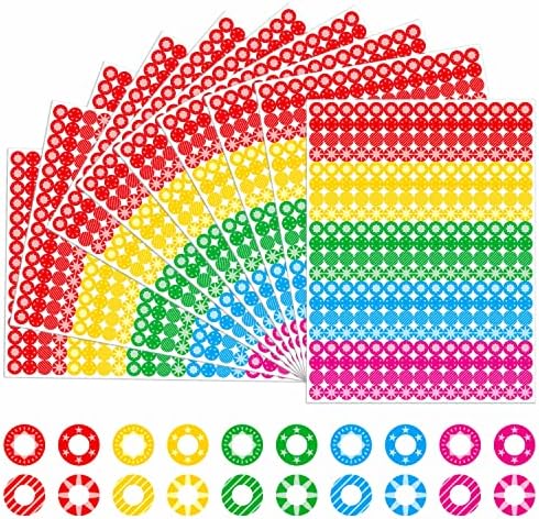 3000 Pack Colorful Hole Punch Reinforcement Sticker Labels, Tear Resistant Plastic Circles Hole Protectors for Loose-Leaf Paper Sheets, 20 Donut Designs(Outer 0.5”, Inner 0.25”)