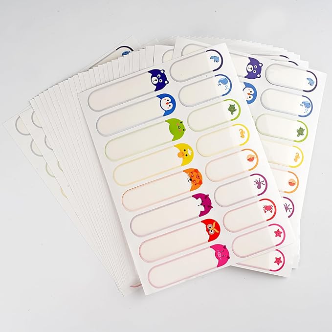 480 Pcs Labels for Kids Stuff Daycare, Waterproof Baby Name Label, Washable Bottle Labels, Reusable Self-Adhesive Tag Stickers for School Essentials, Self-Laminating Write-on