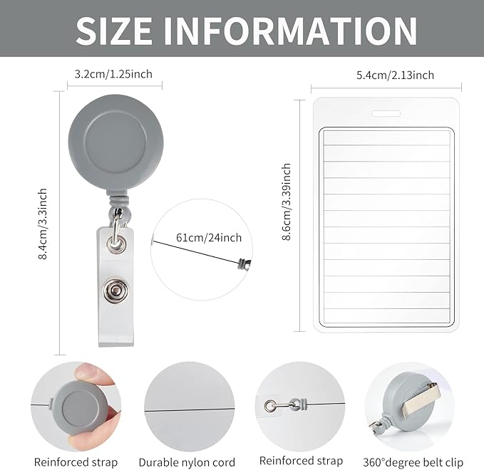 3 Pieces 3”*5” Erasable Notepad Badge with Retractable Badge Reel or Clip Dry-Erase Notepad Pocket Sized Erasable Notepad (Retractable)