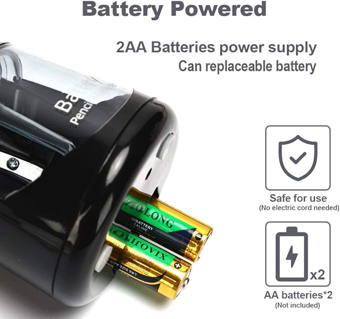Electric Pencil Sharpener, Battery Operated for Kids Artists Adults, Automatic Sharpen for 2B/HB/Colored Pencils, Portable for Classroom Office Home