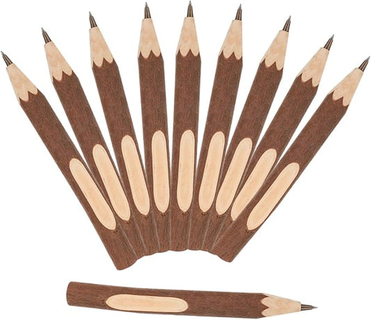 LALAFINA Natural Wood Ballpoint Pens 13cm Eco-friendly Biodegradable Tree Bark Design Portable Writing Supplies Set of 10 for Office and School Use