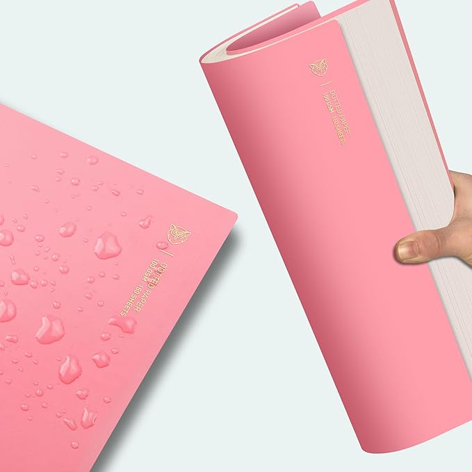 EMSHOI Dotted Journal Spiral Notebook, 300 Pages, A4 Large 8.27"x11.2", 100 GSM Thick Paper, Flexible Plastic Cover, 5mm Dot Grid Notebook for Journaling, Planning, Drawing, Writing, Pink