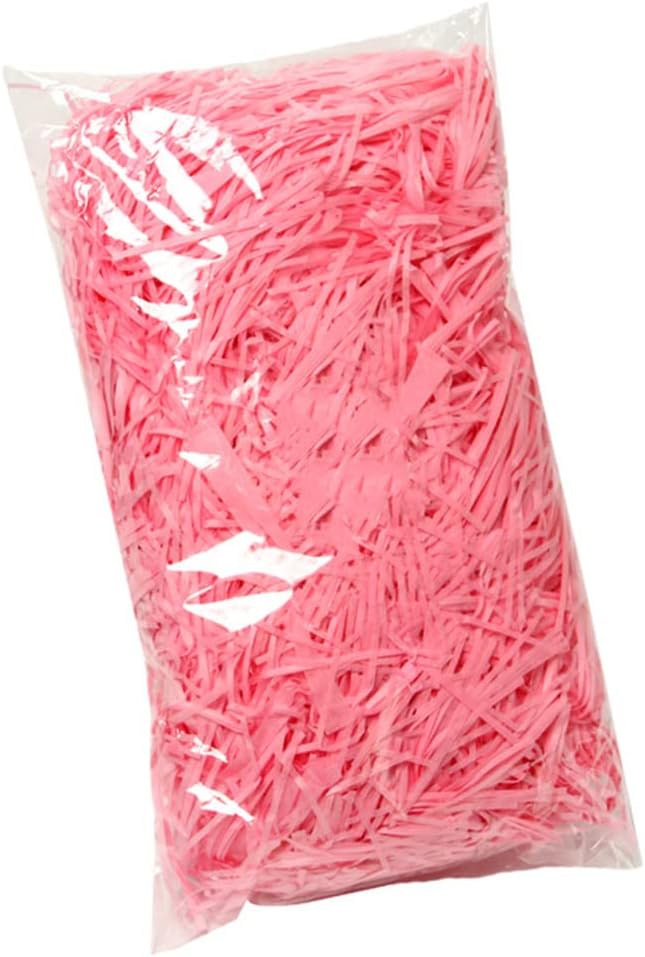 Raffia Paper Shreds, 100g Valentine's Day Shredded Paper for Gift Box, easter grass Filler for Gift Wrapping & Basket Filling(Pink)