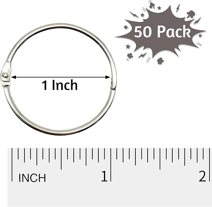 OWLKELA Binder Rings 1 Inch (50 Pack), Loose Leaf Binder Ring, Metal Book Rings, Rings for Flash Cards, Flash Card Rings, Index Card Rings, Clip Rings, Nickel Plated Steel Binder Rings, Key Rings