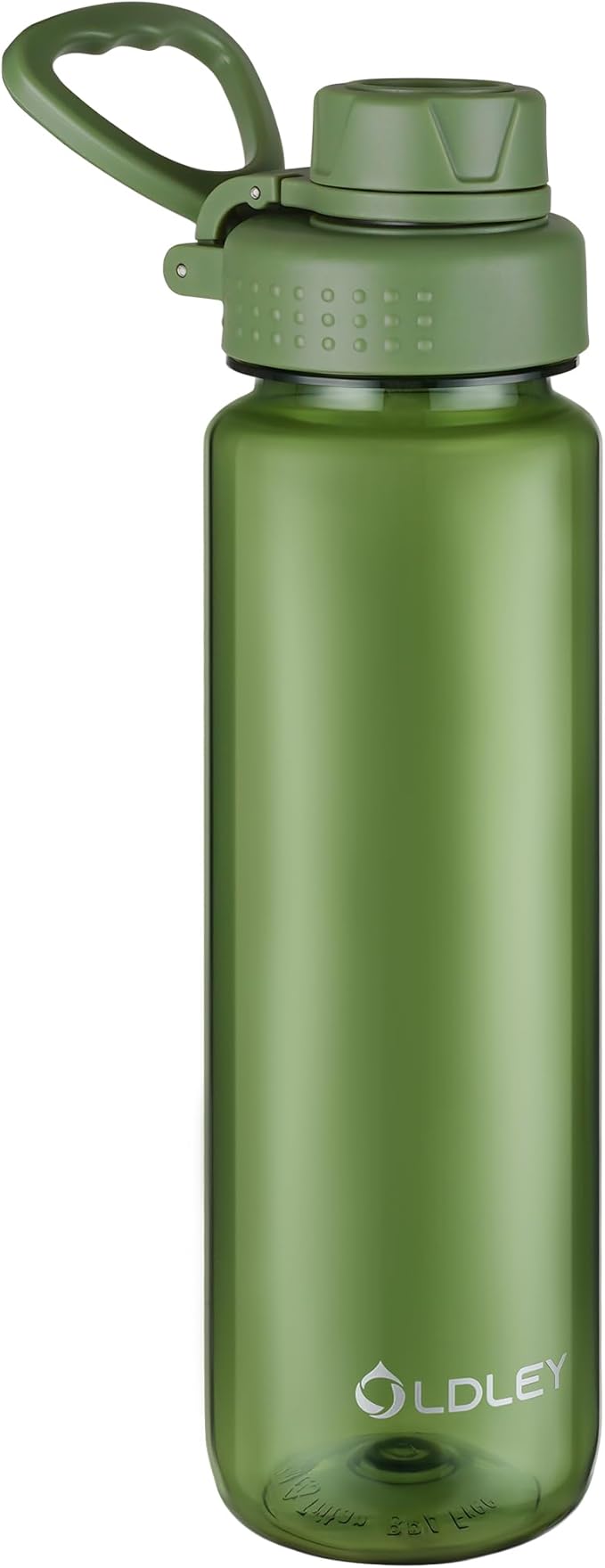 OLDLEY 32 oz Water Bottle, Sports Tritan Water Bottle with Carry Handle and Spout Lid, Leakproof & BPA Free Large Water Bottles for Home,Travel, School, Outdoors, Gym, Olive Green