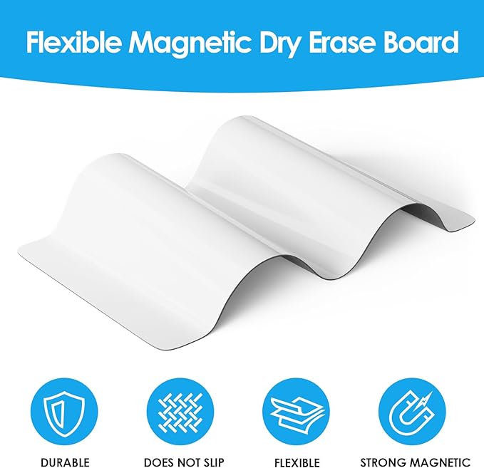 MaxGear 20'' X 13'' inch Magnetic Dry Erase Whiteboard for Refrigerator, Fridge Whiteboard Sheet for Kitchen Fridge Shopping List Notice Board with New Stain Resistant Technology (1 Eraser,6 Markers)