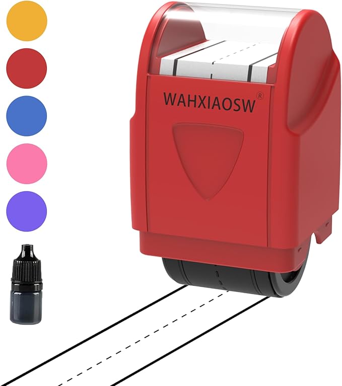 Handwriting Lines Stamp Roller Self-Inking Line Rolling Stamps Handwriting Practice Tool for Teachers Kids Kindergarten (Red)