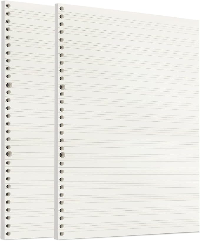 Zelten 2 Pack A4 90 Sheets/180 Pages Four Line Loose Leaf Paper for 30 Hole Binder Handwriting Practice Paper Blank Writing Pages - for Students Learning to Write Letters
