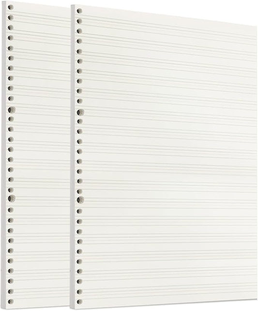 Zelten 2 Pack A4 90 Sheets/180 Pages Four Line Loose Leaf Paper for 30 Hole Binder Handwriting Practice Paper Blank Writing Pages - for Students Learning to Write Letters