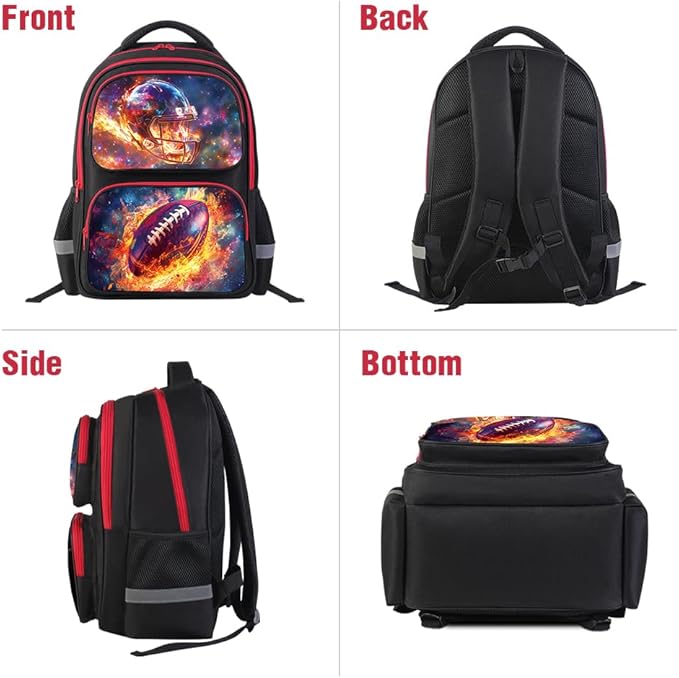 Cartoon Kids Backpack for School - 17 Inch Lightweight Bookbag with 3D Reflective Design & Luminous Safety Strips | Durable 600D Polyester, Adjustable Straps for Ages 6-18