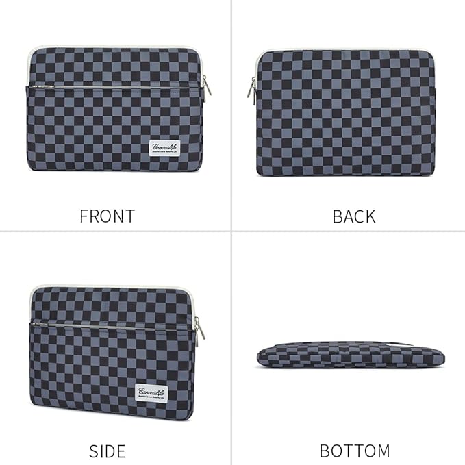 Canvaslife Black Checker Pattern Laptop Sleeve 15 Inch 15 Case and 15.6 Laptop Bag