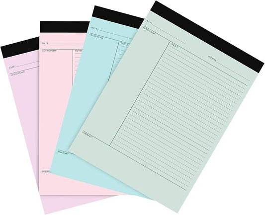 PerKoop 4 Pcs Writing Note Pads Notes System 8.5 x 11 Inches College Ruled Legal Pads Lined Paper Notebooks for Office School Teacher Students College Business, 45 Sheets Per Pad (Multicolor)