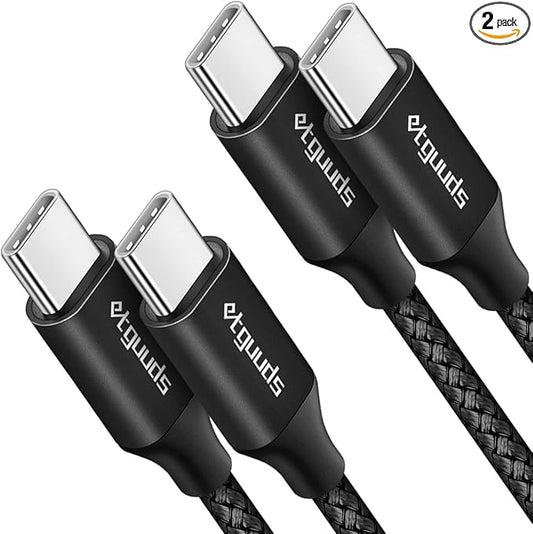 etguuds USB C to USB C Cable 3ft, 2-Pack 60W USBC to USBC Cord, Type C to C Charger Cable Fast Charging for iPhone 17 16 15 Pro Max Plus Air, Samsung Galaxy S25 S24 S23, for MacBook/iPad, Pixel
