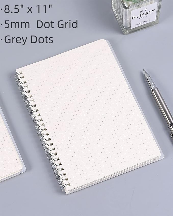 Spiral Notebook, 8.5" x 11" Dotted Journal Notebook, A4 Dot Grid Notebook Pack, 560 Pages Large Dot Journal for Bullet, Work, School, 24pcs Index Tabs, Thick Paper, Assorted Pastel Notebook