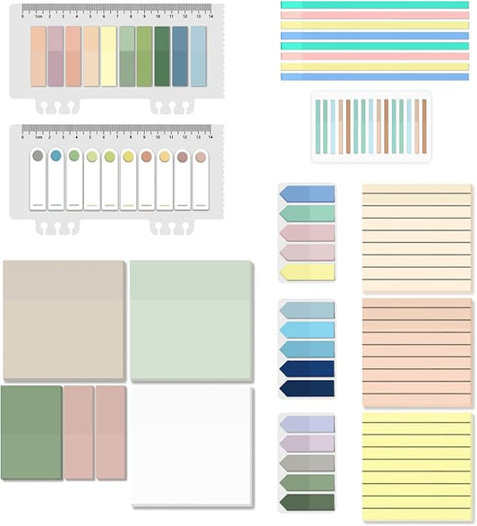 BAYTORY 1610 Sheets Transparent Sticky Notes with Highlighter Tape, Clear Waterproof 3 x 3 inch See Through Memo Pad, Self-Adhesive Translucent Writable Index Tabs for Annotating Books