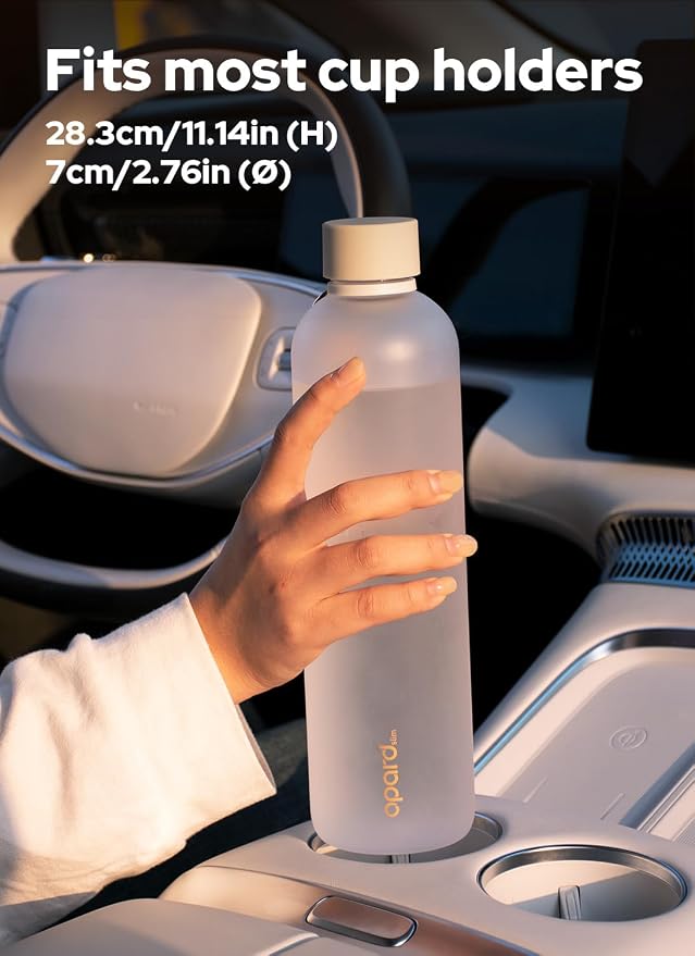 Opard Slim Water Bottle 32oz, Dishwasher Safe Plastic Water Bottle BPA-Free, Leakproof Screw Top, Cream White, Reusable for Travel School Sport Gym Hiking