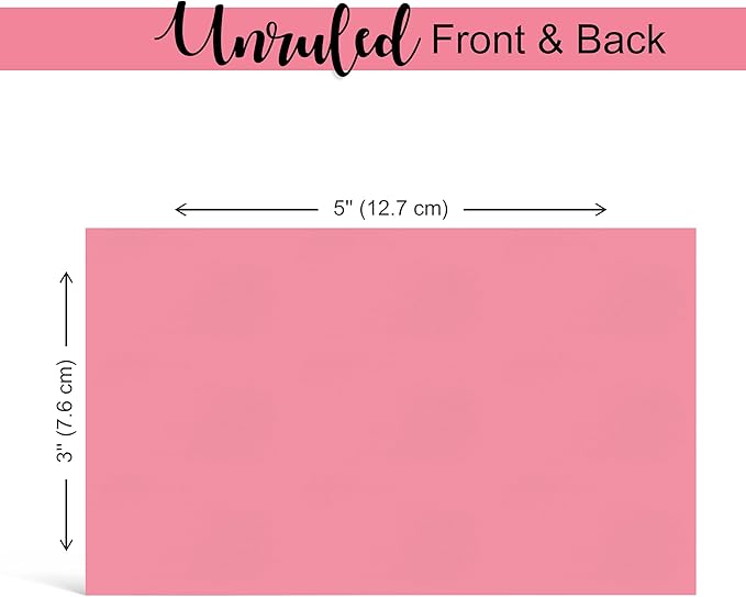 THREE LEAF 3 X 5, INDEX CARDS UNRULED, 4000 CT. (100 x 40) CHERRY, Blank Flash Cards, Study Card, Memo Pad, For To-Do List, Art And Craft Projects
