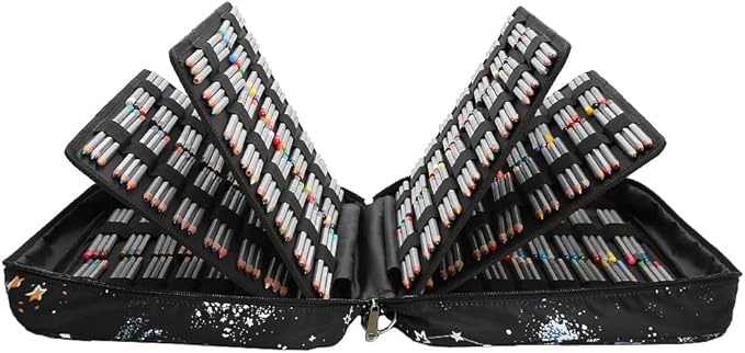 Lbxgap Portable Colored Pencil Case 480 Slots Pencil Case or 320 Gel Pen Case Large Capacity Pencil Organizer with Handle Strap Handy Colored Pencil Box for Artist