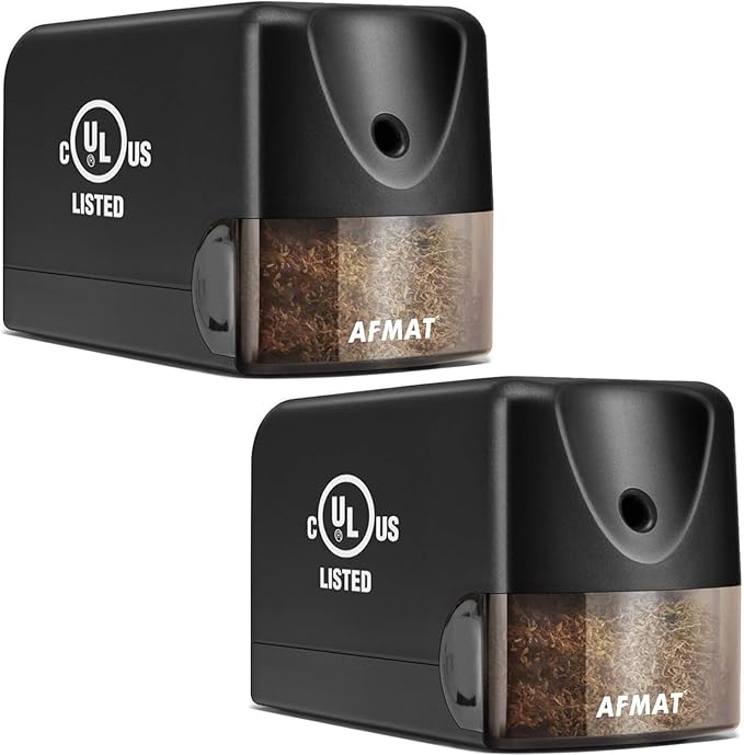 AFMAT 2 Pack Electric Pencil Sharpener, Heavy Duty Pencil Sharpener for Classroom, 6.5-8mm No.2/Colored Pencils, UL Listed, 10,000+ Sharpenings for Home, Office, School, PS13