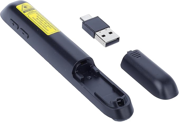 Wireless Presenter with Red Light, 2.4G USB & Bluetooth Presentation Clicker, Rechargeable via Type-C, 165ft Range, Compatible with PowerPoint/Keynote for Windows/Mac/Linux/Android (Black)