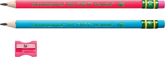 Ticonderoga My First Tri-Write Wood-Cased Pencils, Neon Assorted, 2 Count