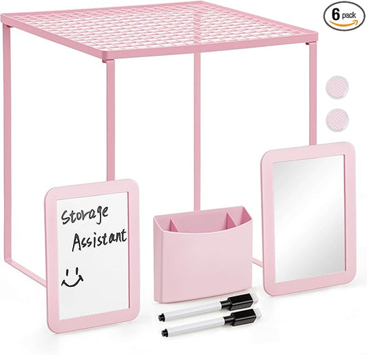 Locker Organizer Accessories Kit for Girls, 8 Pcs Pink Locker Decorations for Middle School, Back to School Preppy Essentials Set