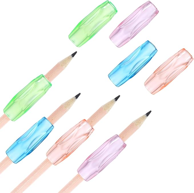 Pencil Grippers for Handwriting, 8PCS Silicone Pencil Grippers Relieving Fingers Fatigue Writing Aid Pencils Holder Comfort Cushion Grip Pencils Gripper Flexable Soft Corrective Finger Tool for Adult