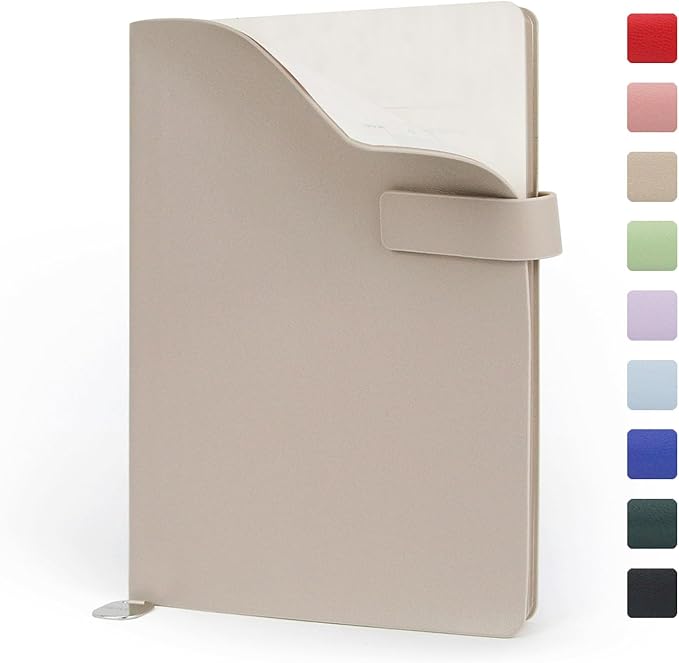 Softsided Notebook - 5.7"x 8.4" - upgraded texture, classic line design, paper for smooth writing, elegant hangtag detail, with box, perfect for both gift and personal use(light coffee)
