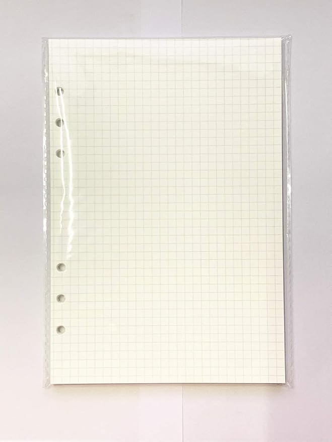 Grid Square Spiral Notebook Refill,A5 Planner Inserts 6 Ring Binder Refill, for Filofax, 90 pages double sided printed, Harphia(A5 5.59 x 8.27'',Gridsquare)