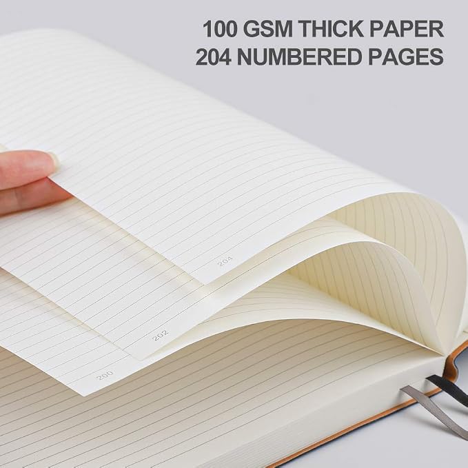 AHGXG Lined Journal Notebook, 408 Numbered Pages, A5 Size (5.7'' x 8.3'')