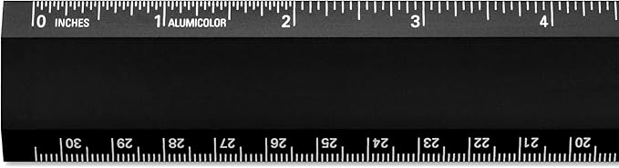 Alumicolor Aluminum Desk Ruler, 12IN, Black