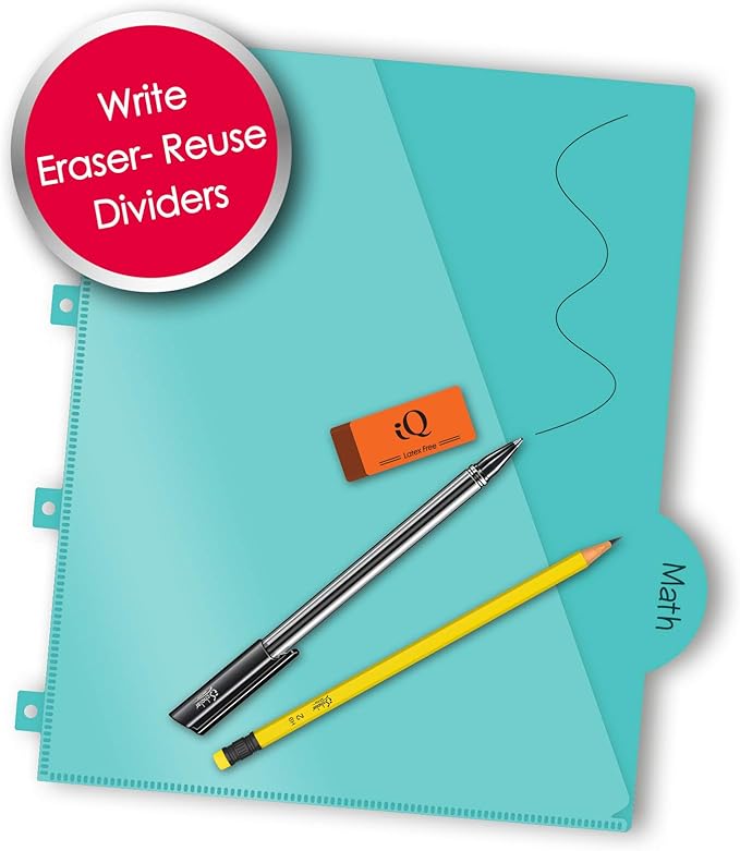 iScholar iQ+ Poly Cover 10 Subject Notebook, College Ruled, 11 x 8.5 Inch, 250 Sheets, Teal (58900-TL)