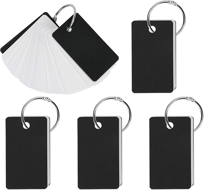 Mini Blank Flash Cards with Binder Rings Kraft Paper Blank Index Cards 4x6 with Punched Holes Easy Flip Flash Card White Study Note Cards Unruled Memo Scratch Pads Small DIY Greeting Cards 5 Pack