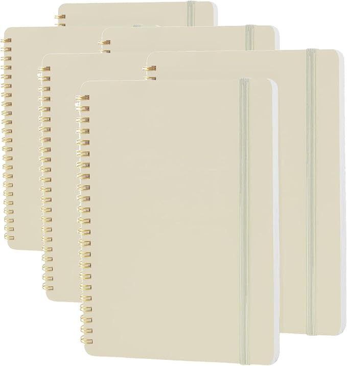 Utron Spiral Notebook For Women & Men, 2PCS Spiral Journal Notebooks, 5.9 x 8.3” College Ruled Notebook For Work Notes, Journal Writing, And Daily Life Entries (Beige) (Pack of 3)