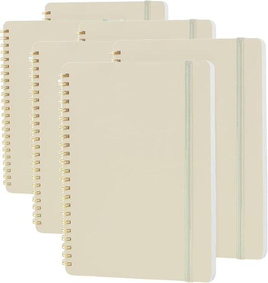 Utron Spiral Notebook For Women & Men, 2PCS Spiral Journal Notebooks, 5.9 x 8.3” College Ruled Notebook For Work Notes, Journal Writing, And Daily Life Entries (Beige) (Pack of 3)