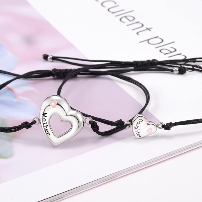 Back to School Gifts Mommy and Me Bracelet First Day of School Matching Wish Bracelets Set for Mother Daughter Son Women Teen Girls Boys Jewelry Gift