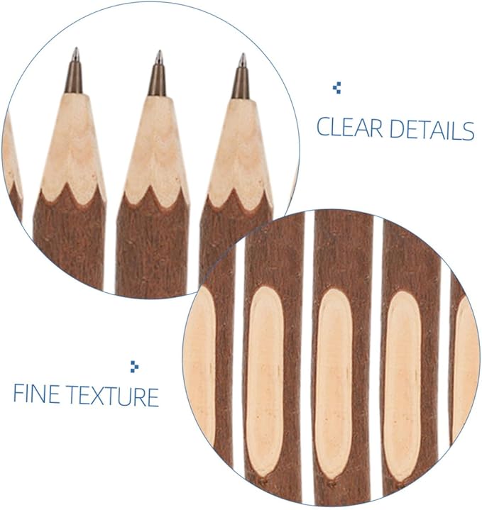 Natural Tree Bark Wooden Ballpoint Pens 13cm Biodegradable Wood Pen Set of 10 for Home Office Supplies