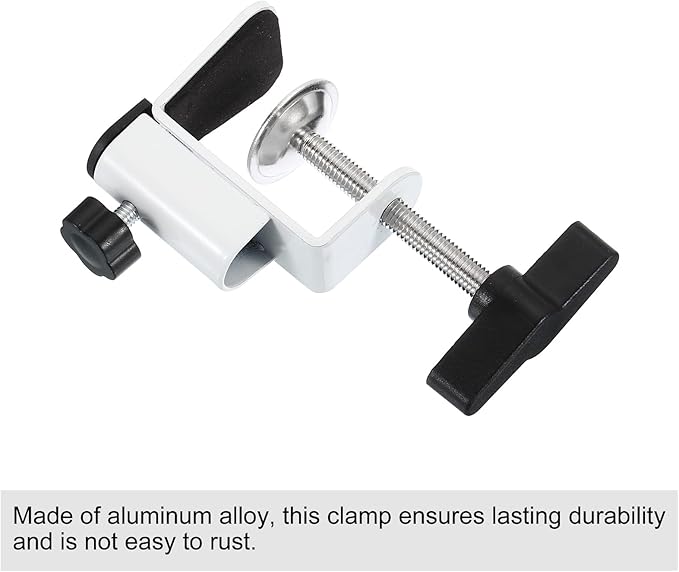 PATIKIL 0.49" Hole Dia. Desk Clamp, 2 Pcs Universal C-Clamp Base with Adjustable Screw for Microphone Mic Arm Table Lamp Mount Holder, White
