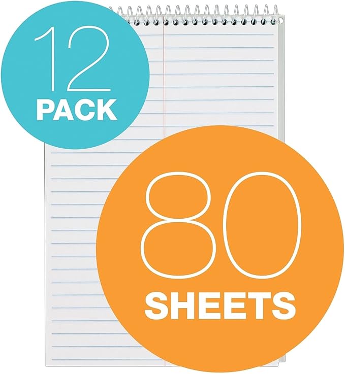 TOPS Steno Books, 6" x 9", Gregg Rule, 80 Sheets, 12 Pack (8020), White