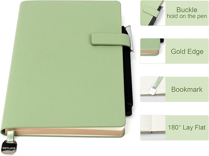 Softsided Notebook - 5.7"x 8.4" - upgraded texture, classic line design, paper for smooth writing, elegant hangtag detail, with box, perfect for both gift and personal use (Grass Green