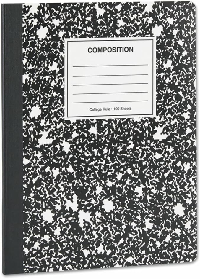 Universal Composition Book, College Rule, 9 3/4 x 7 1/2, White, 100 Sheets (UNV20940)