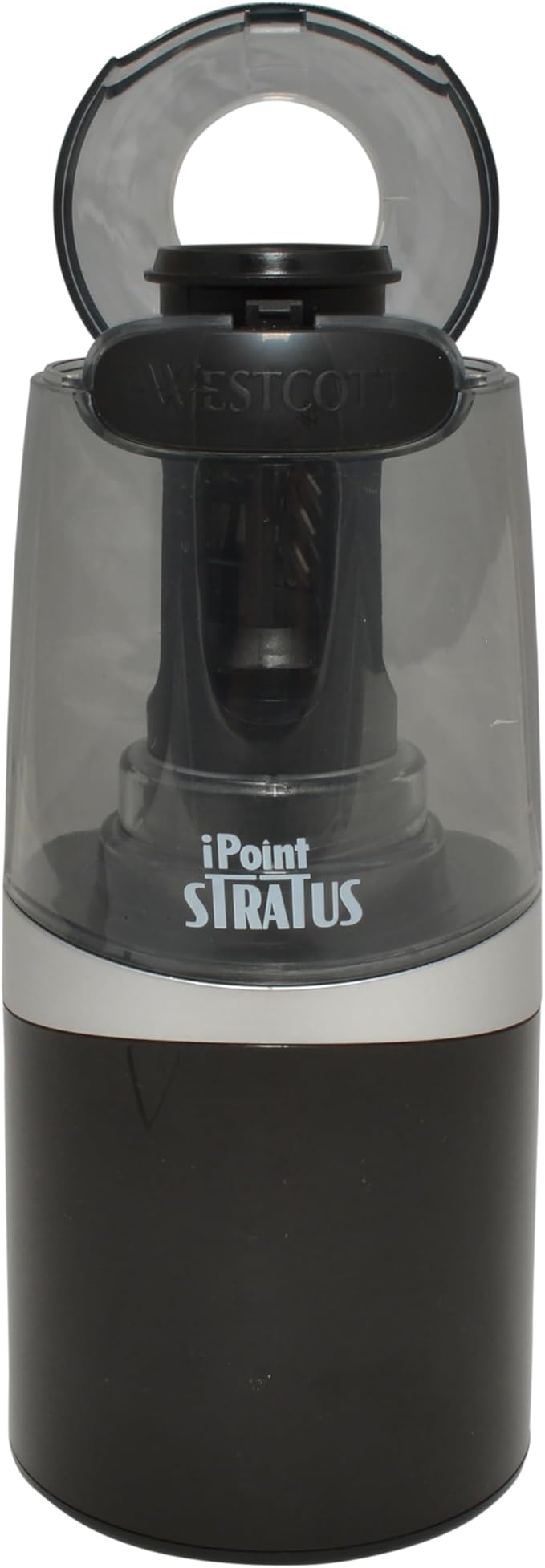 Westcott 17794 iPoint Stratus Battery Pencil Sharpener with Titanium-Bonded Blades and Pop-Top Canister for School, Office, and Home, Assorted Colors