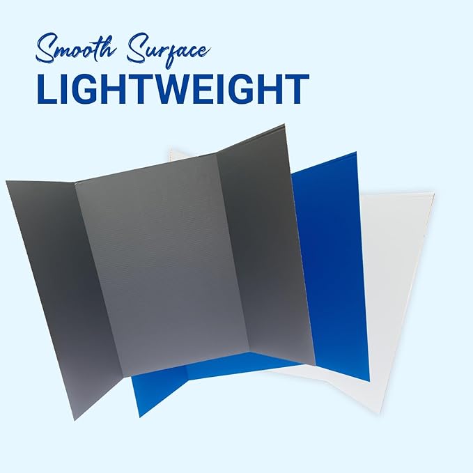 Royal Brites 1-Ply Corrugated Tri-fold Project Display Board 36" x 48", Exhibition, Presentation, & Science Fair Display Boards, Lightweight Trifold Board with Smooth Surface, Black/Kraft, Pack of 12