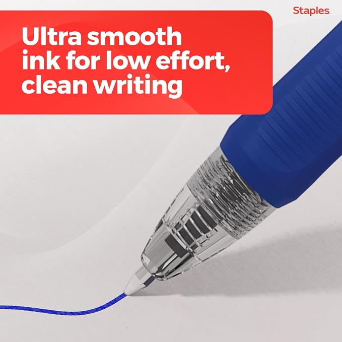 STAPLES Retractable Gel Pens, Fine Point 0.7mm, Blue Ink, 36 Pack – ProGel Smooth‑Writing, Quick‑Dry Pens for Office & School | Smooth-writing, quick-dry ink for everyday office and school stocking.