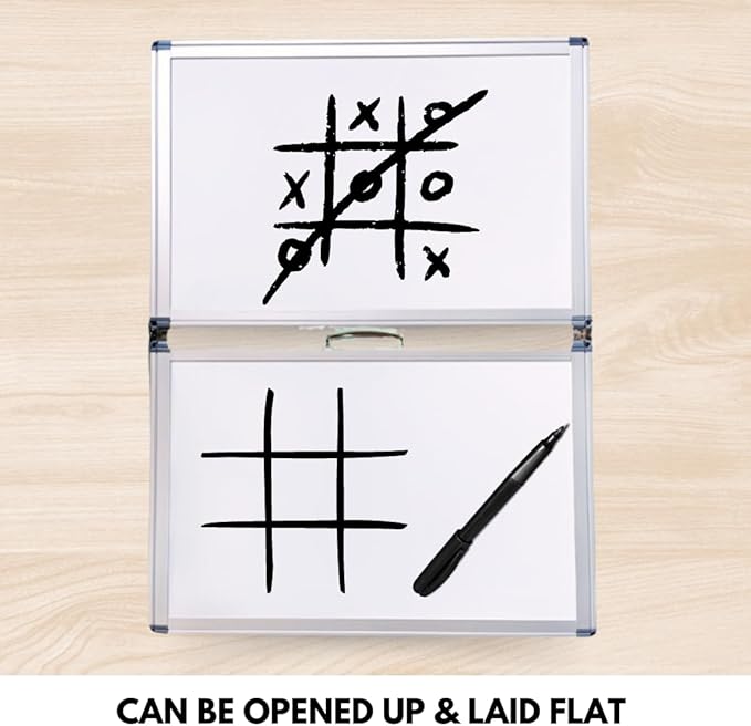Large Dry Erase Magnetic Whiteboard, Four-Sided 15.5” x 11.5” x 1.25” Dry Erase Portable White Board with Handle for Memos Note-Taking School Work