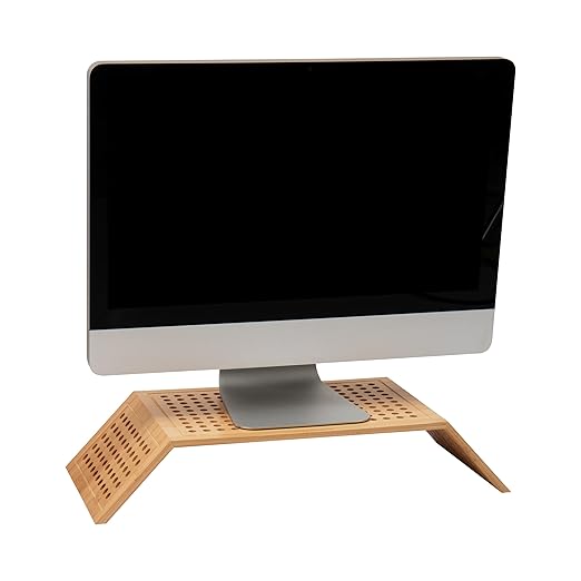 Mind Reader Monitor Stand, Ventilated Laptop Riser, Desktop Organizer, Office, Rayon from Bamboo, 20.75" L x 9" W x 4" H, Brown